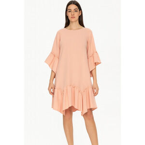 Eliza‎ J Dress Womens 14W Pink Ruffle Hem Shift Cocktail Party Fairy Whimsy Boho